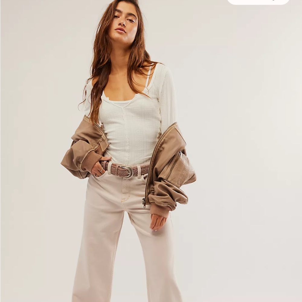 NWOT Free People Tinsley Baggy Mid Rise Staight Leg